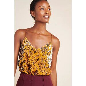 Anthropologie RO+DE Womens Esther Sequined Cami Top Sz XL Velvet Glam Fairy